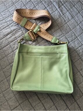 HOBO Sage Green Leather Hobo with Woven Strap